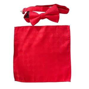 Stacy Adams Red Textured Bow Tie Pocket Square Set Men Formal Accessories Party